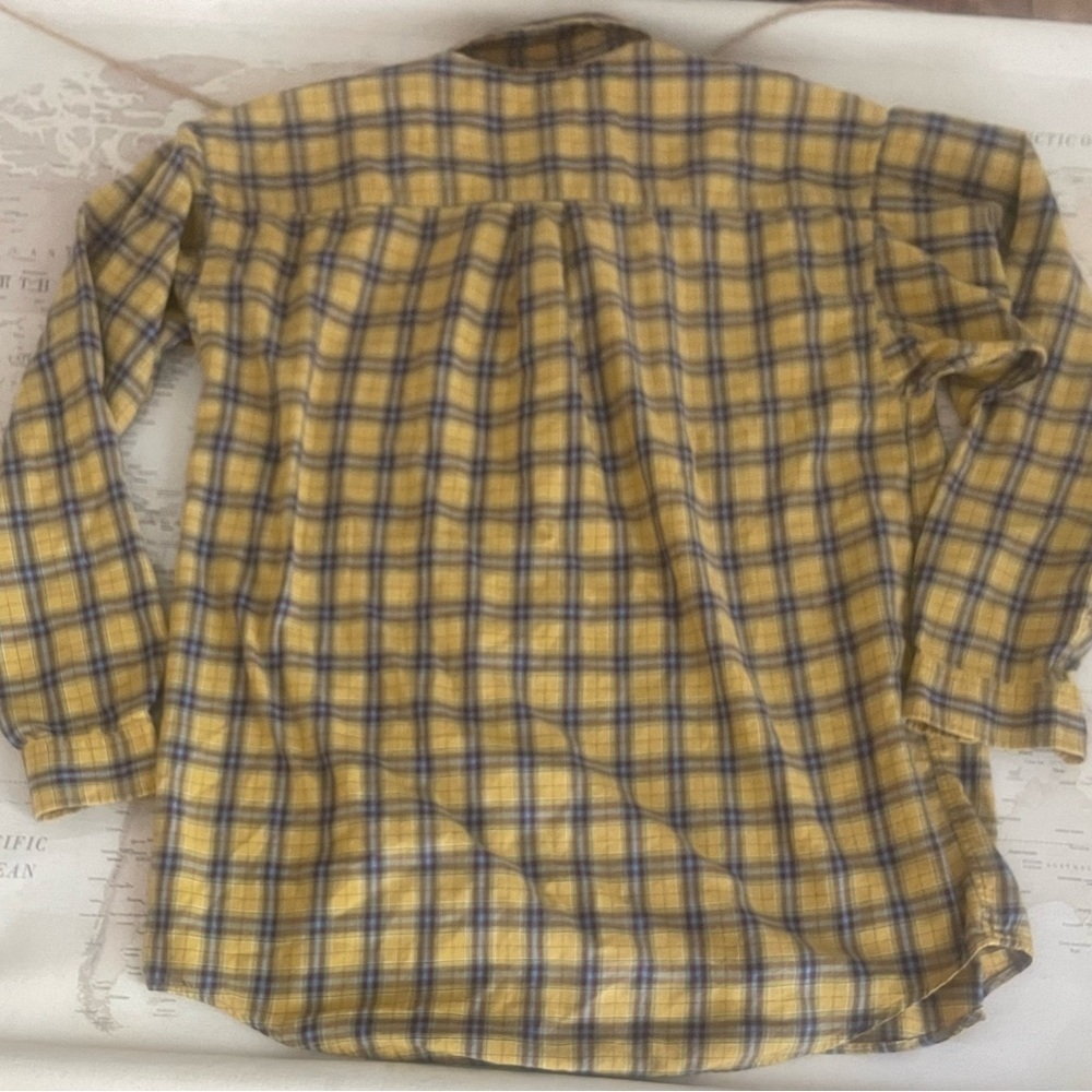 Patagonia Organic Cotton Button Up Long Sleeve Plaid Shirt Yellow Blue Size L - Picture 5 of 6